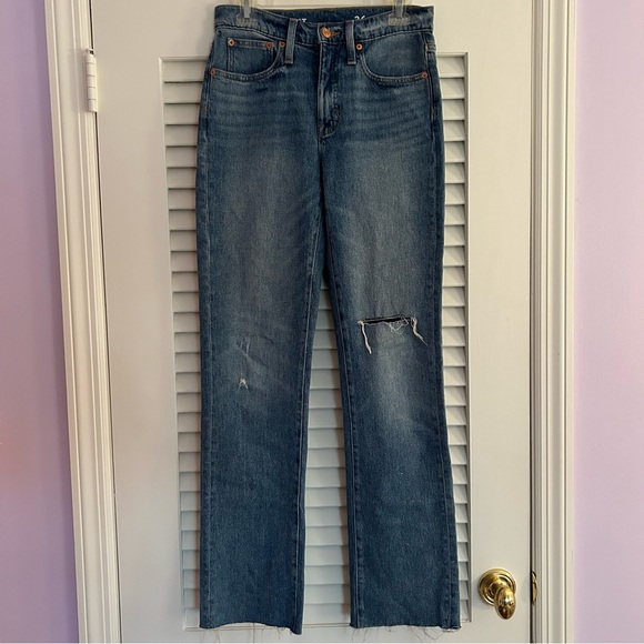 J.Crew Size 26 Full Length Bootcut Cuff Jean in Ferry Wash with Knee Slit - Picture 5 of 8